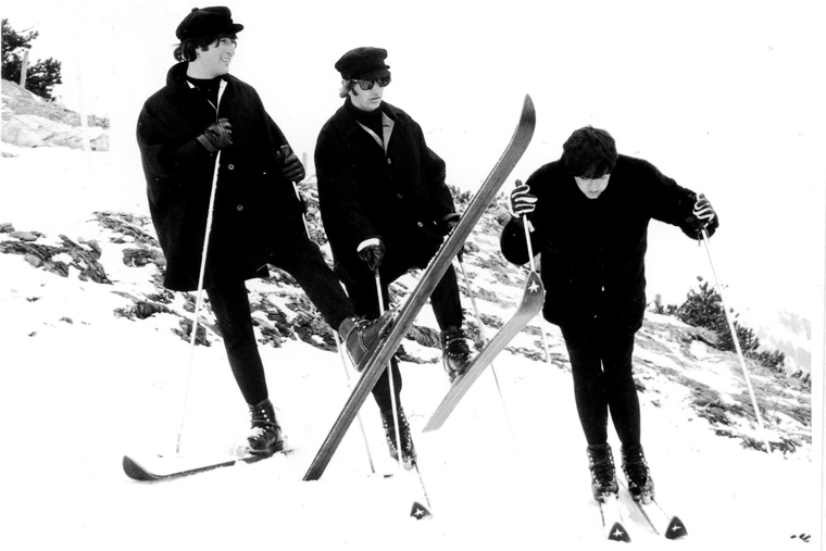 The Beatles filming in Obertauern, Austria, for "Help!"