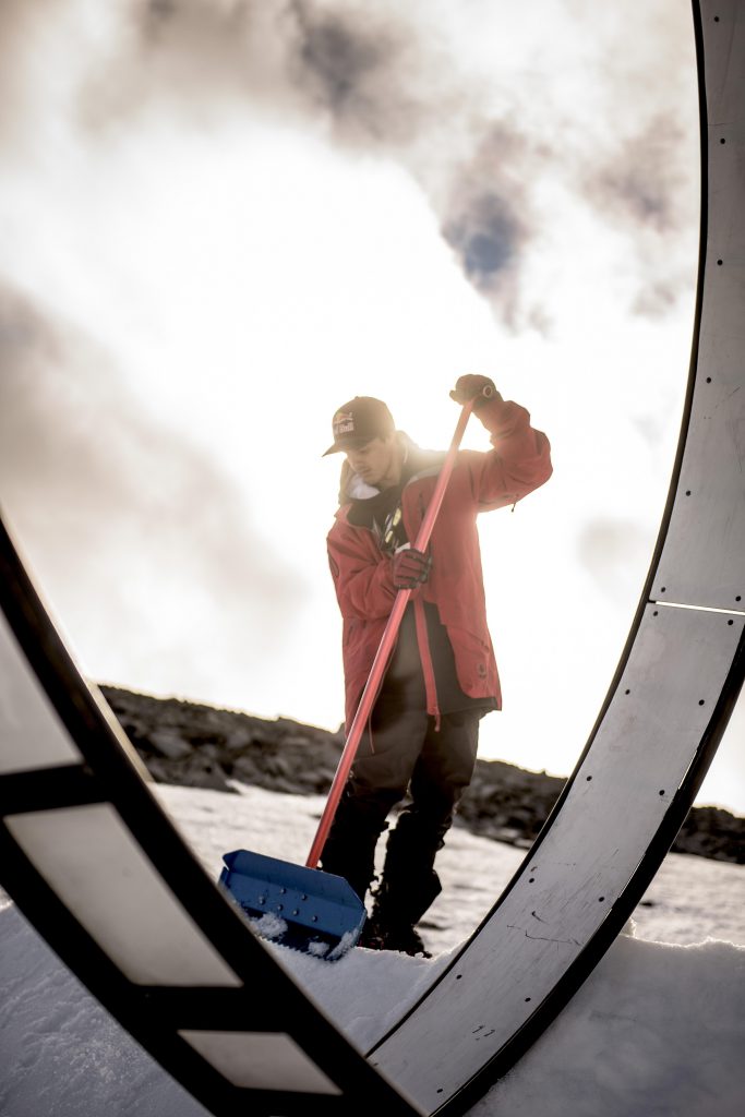Jesper Tjader - Prepares during shooting with Field Productions at the loop feature at Juvass, Norway