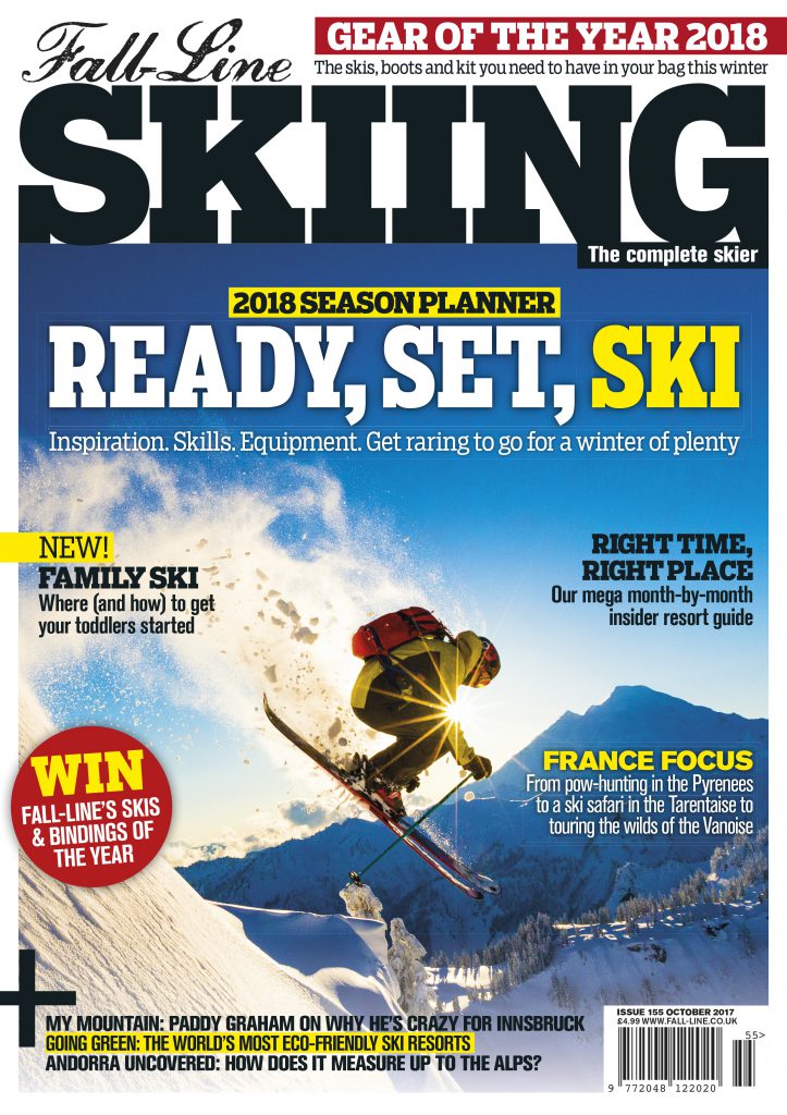 Front cover of the first issue of Fall-Line Skiing magazine in 2017/2018 season