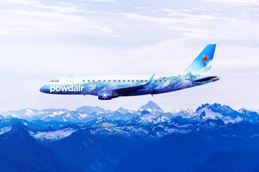 Powdair aeroplane in flight