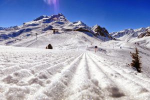 snow corduroy in ski resort