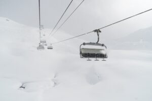 chair lift on a snowy day