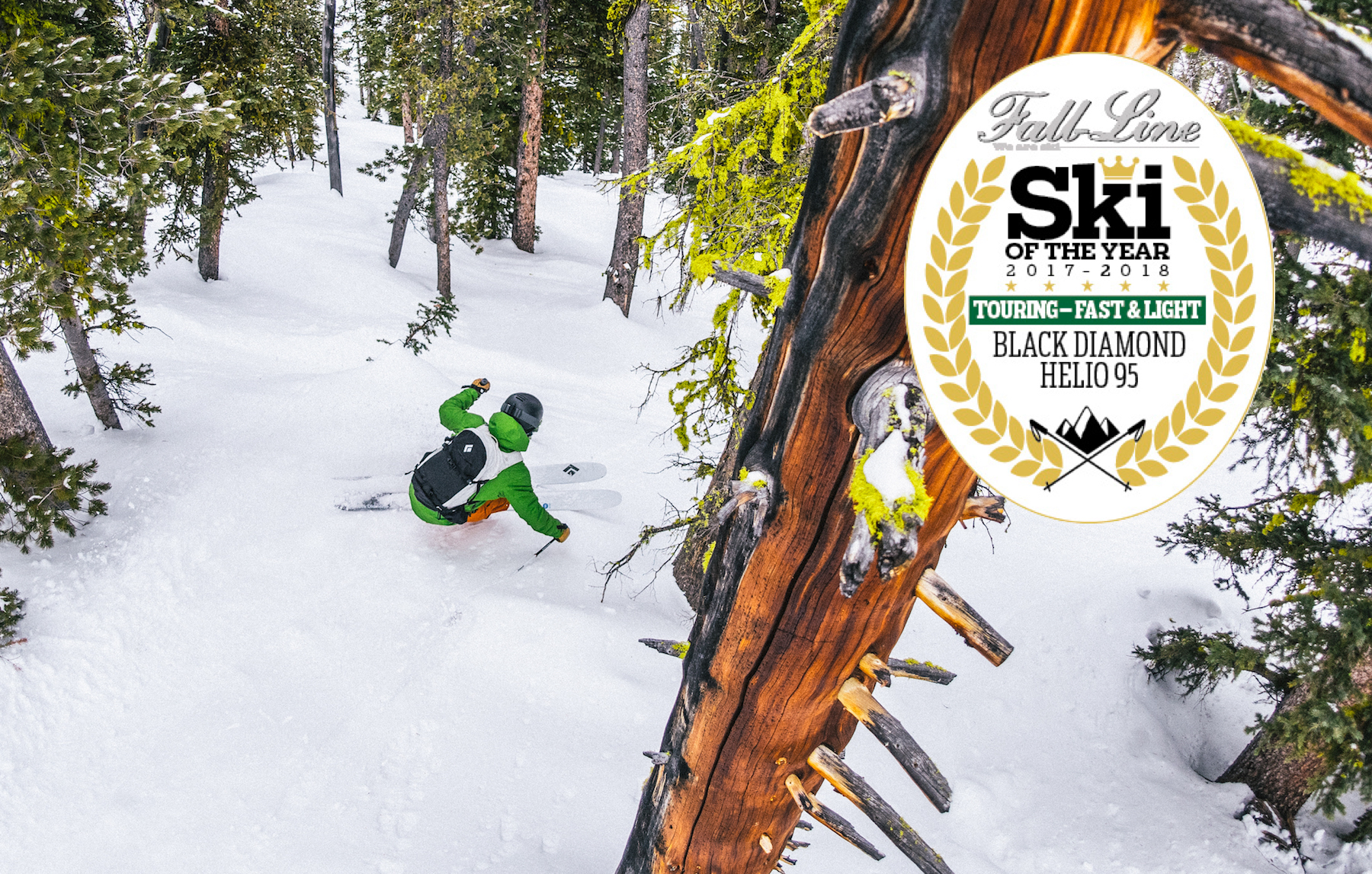 The Black Diamond Helio 95 ski wins a 'best touring ski: fast and light' award from Fall-Line Skiing magazine