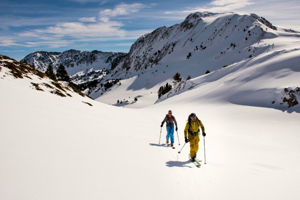 two skiers touring in baqueira backcountry