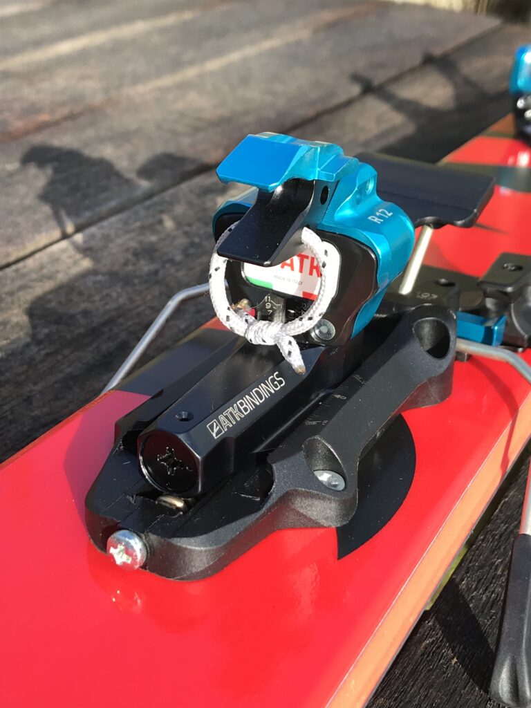 Safety loop on ski touring bindings from Martin Chester