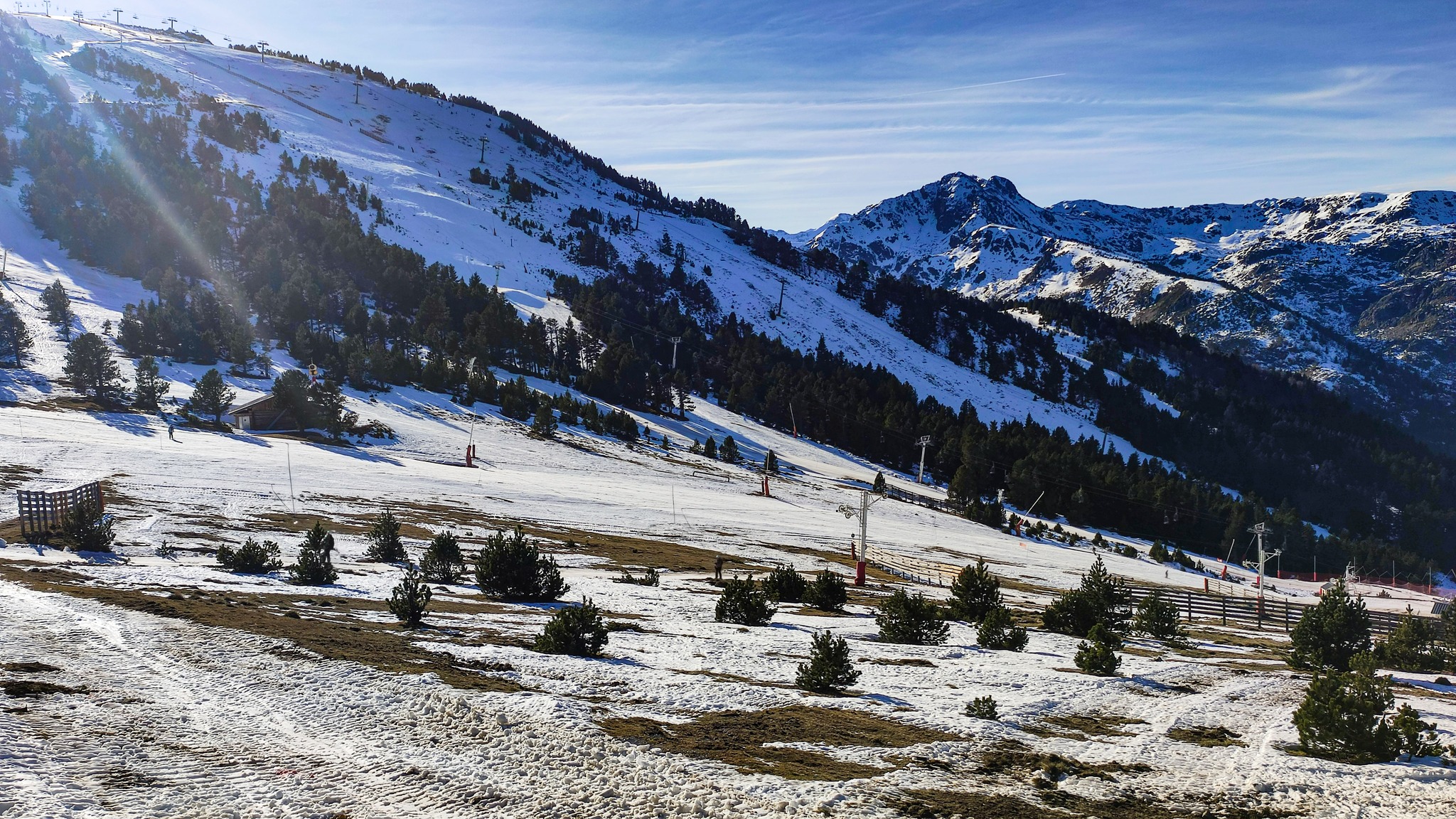 little snow coverage in ski resort