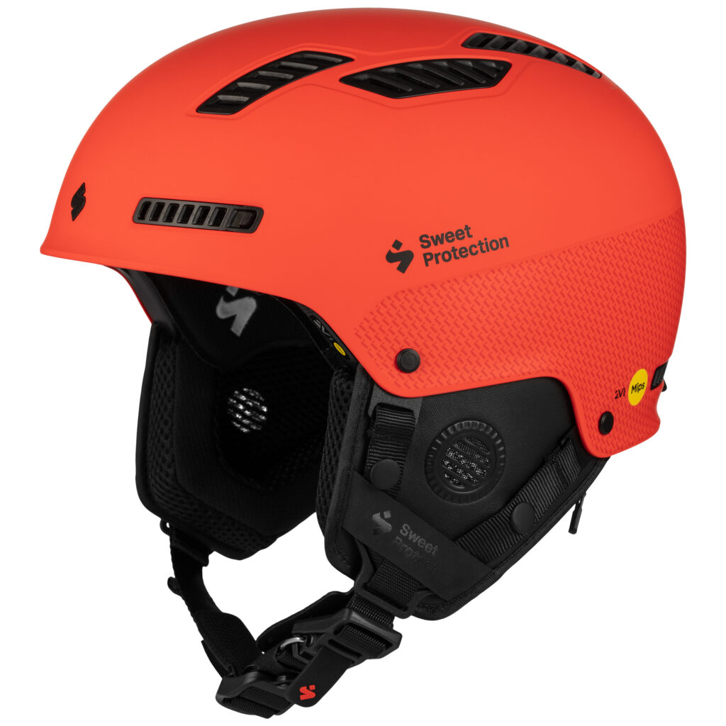 red sweet protection ski helmet