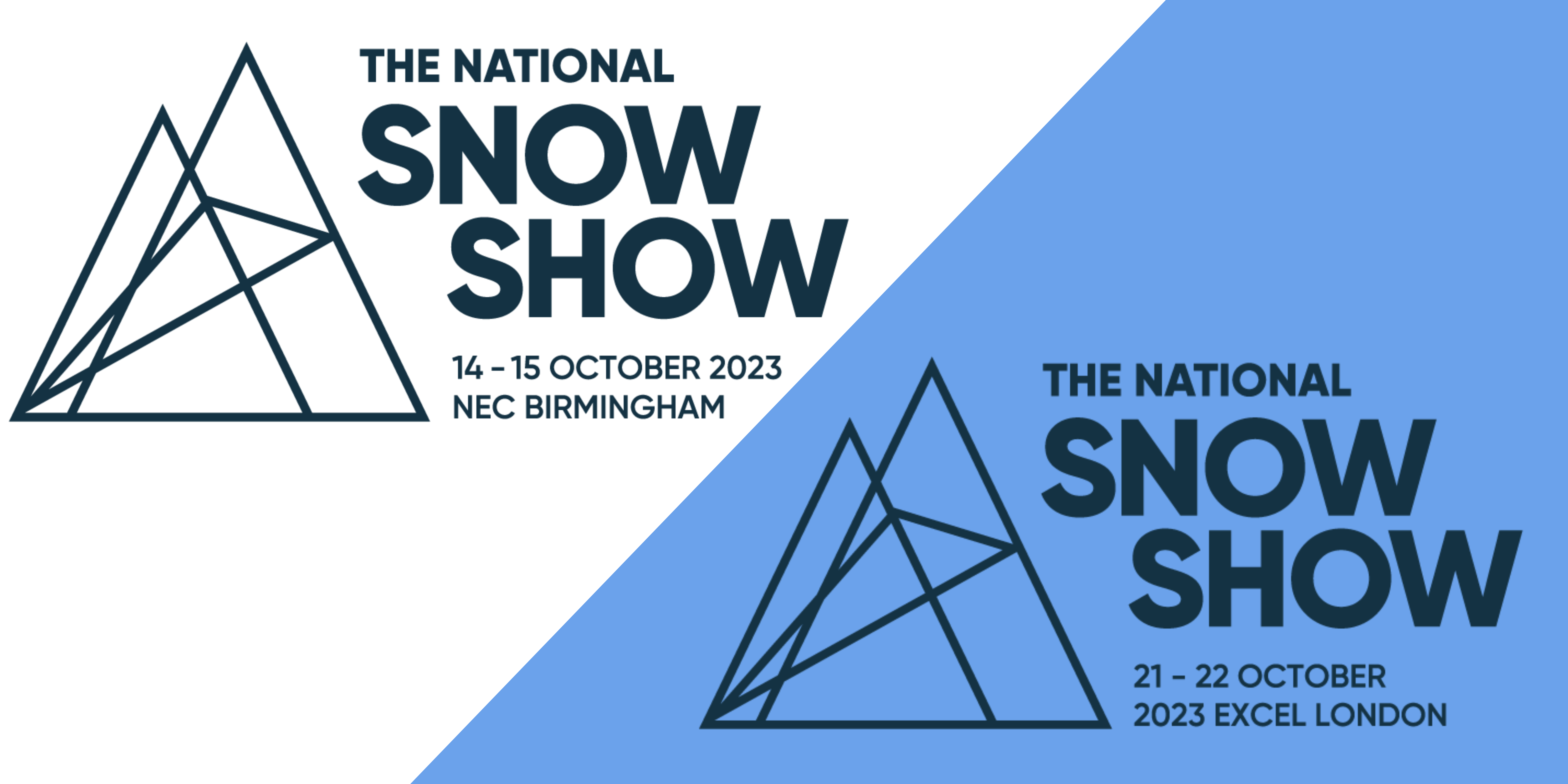 Two snow show logos with London and Birmingham dates mocked up as an ad