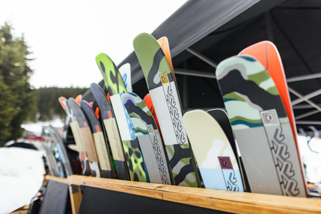 K2 skis lined up, 
