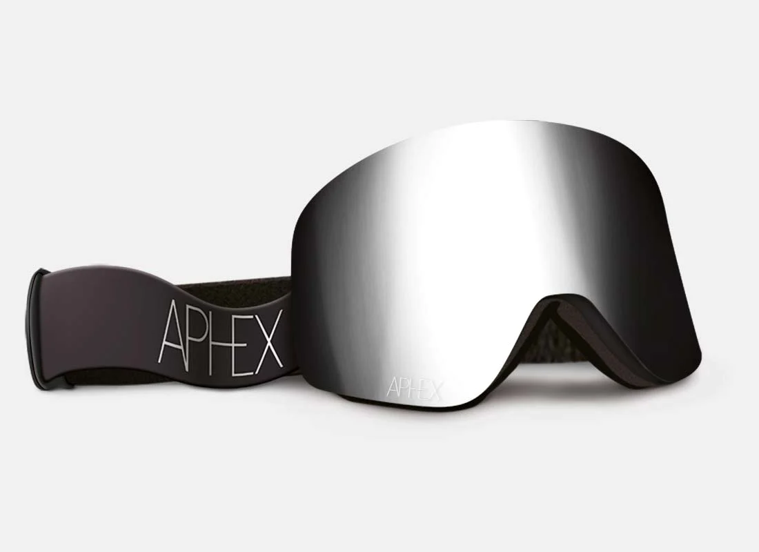black and silver lens snow goggles