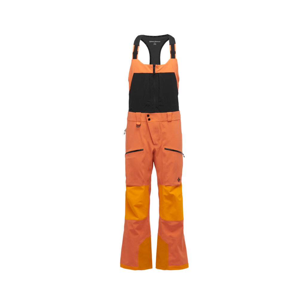 Yellow-orange two-tone Black Diamond ski pants with bib - product image