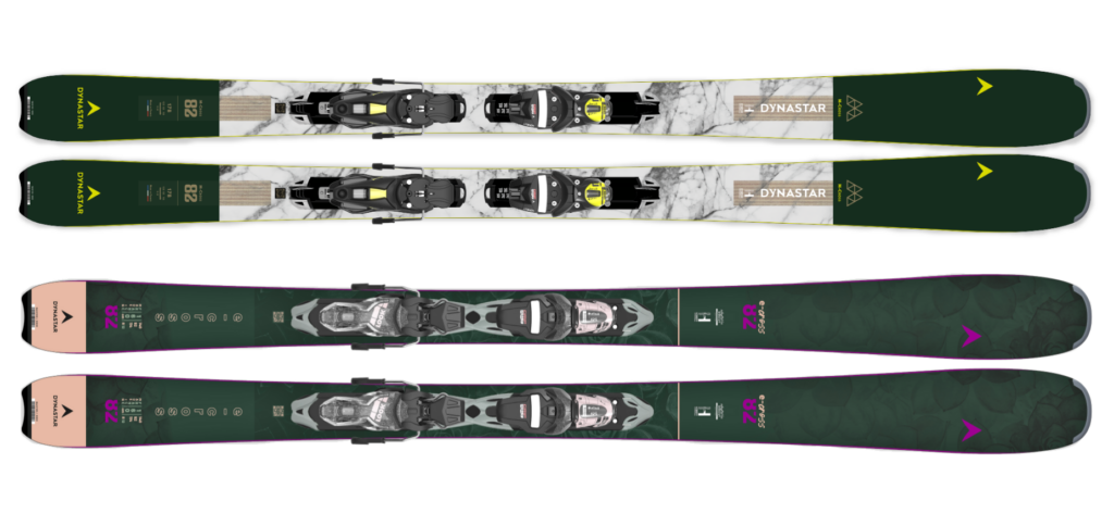 two sets of skis, M Cross and E Cross from Dynastar