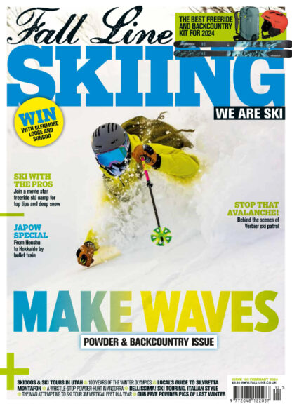 Front cover of February 2024 issue of Fall Line skiing magazine
