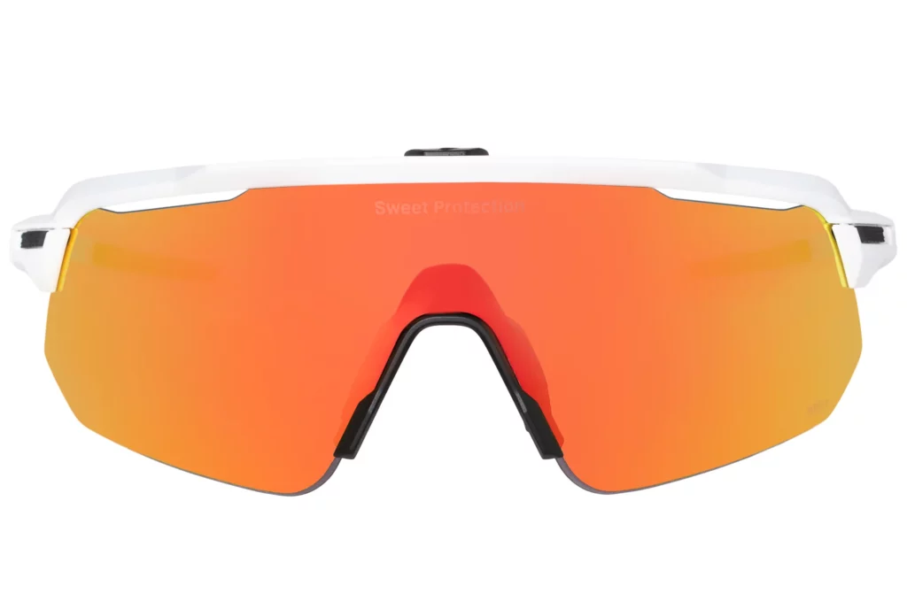 yellow-orange lens sunglasses with sporty, demi frame