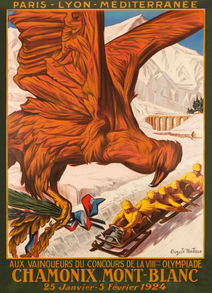 retro Olympics poster from Chamonix 1924