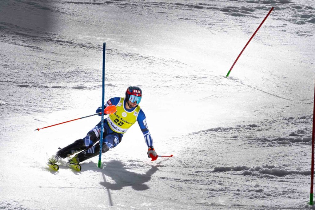 ski racer AJ Ginnis slaloming