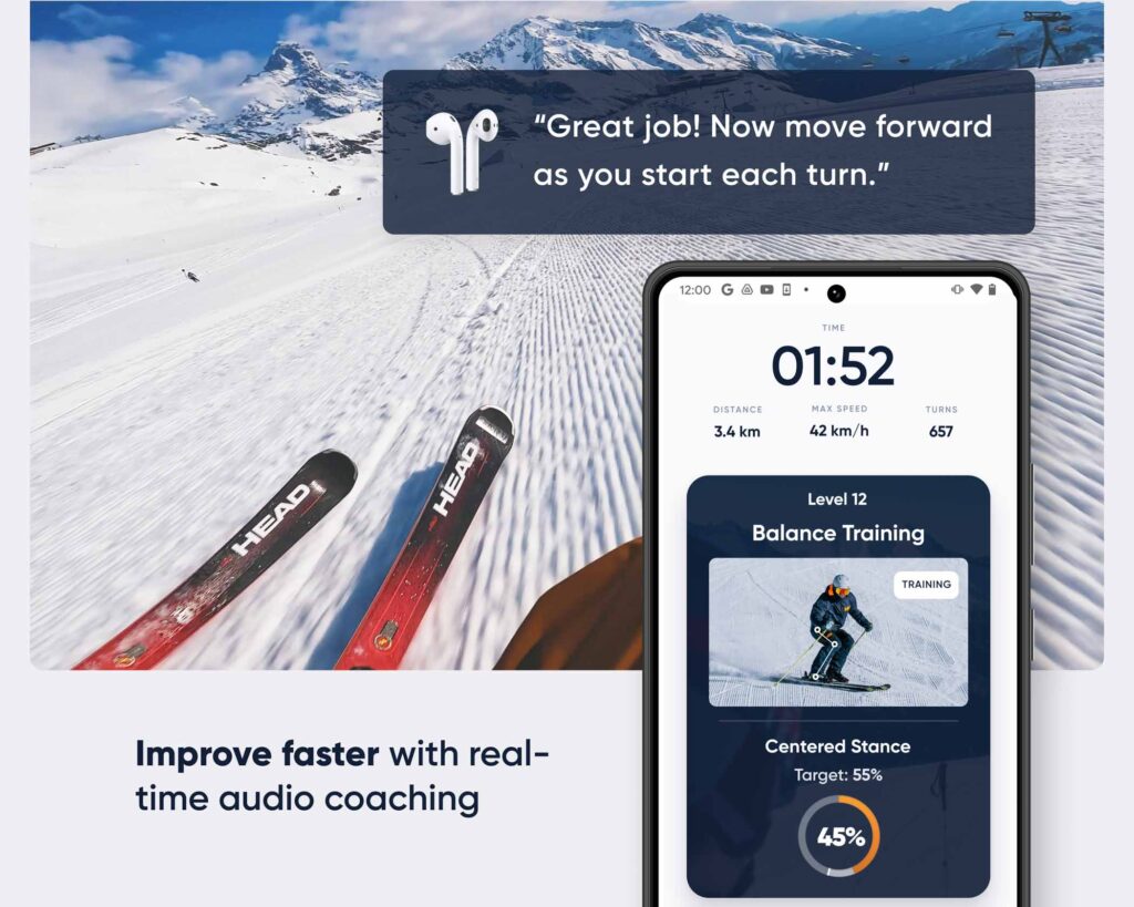 Carv digital ski coach app in action